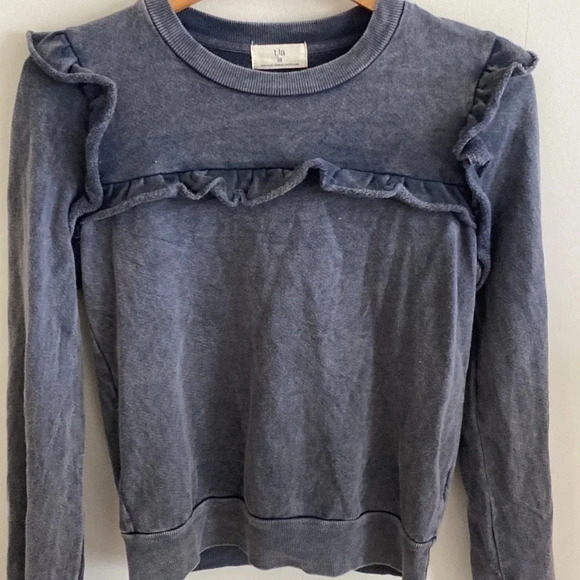 Anthropologie T.LA gray Ruffled Pullover Size XS - Picture 6 of 10